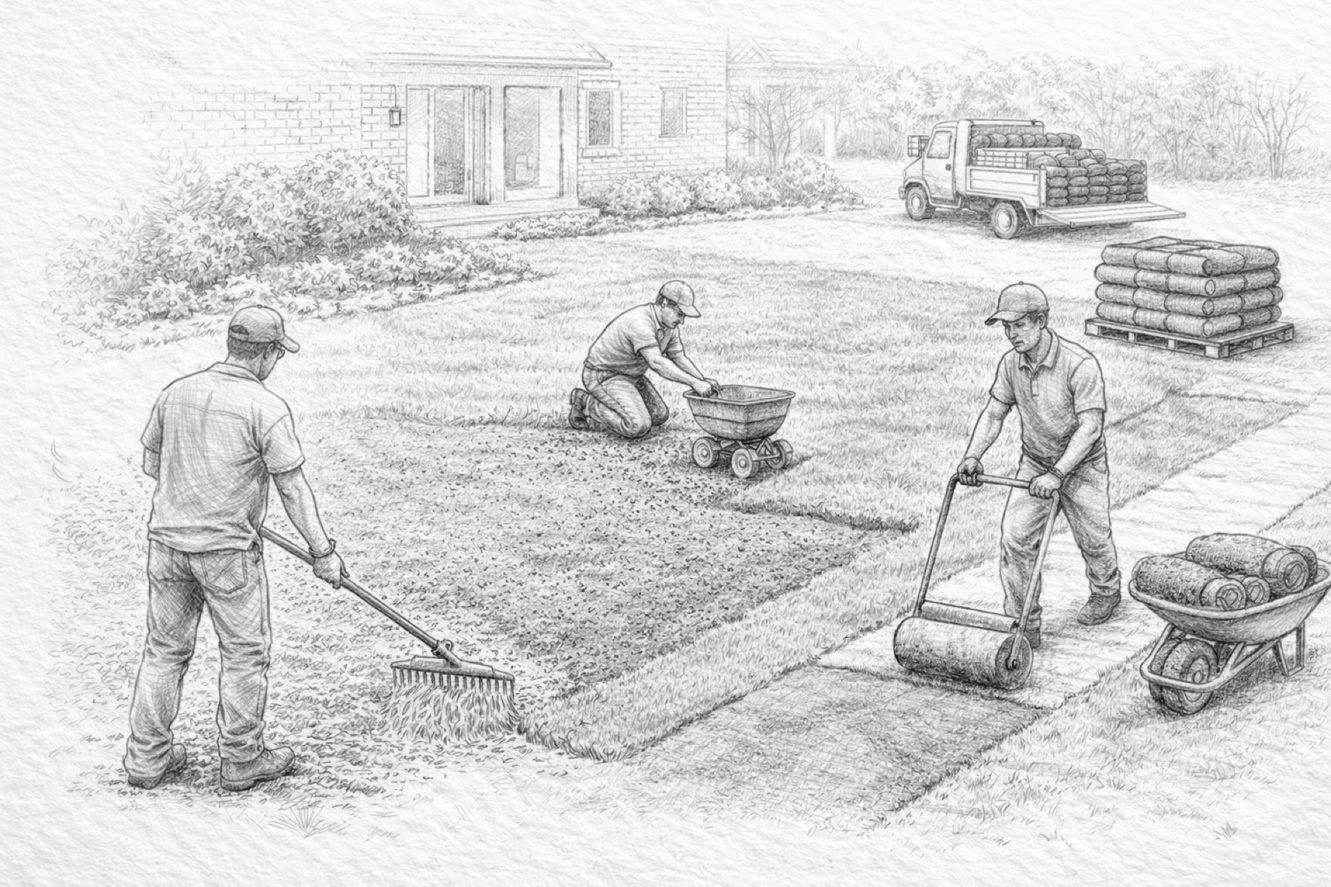 Lawn installation in progress